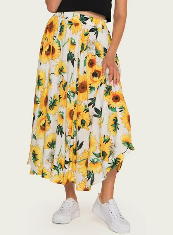 TastyHottie - Bohemia Printed Elastic Waist Beach Skirt modal blend skirt