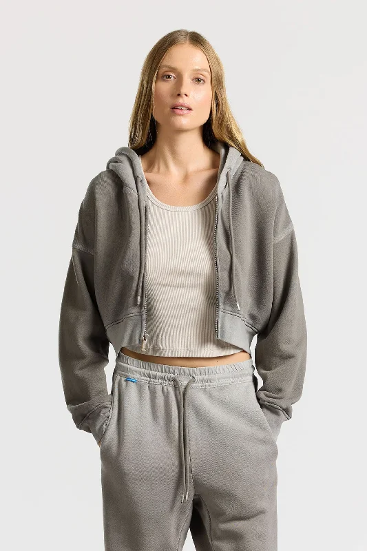 Boston Crop Hoodie Hoodie with Hem Ribbing Snug Secure