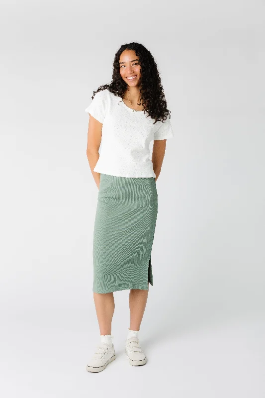 Brass & Roe The Go To Skirt - Dusty Sage chiffon skirt airy