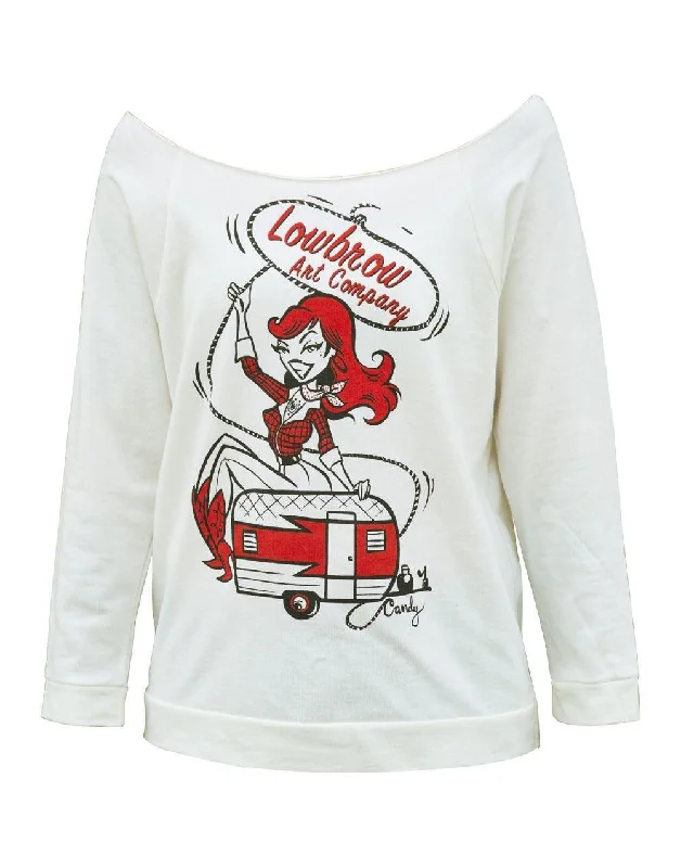Candy Wild Cow Girl Up Scoop Neck Sweatshirt Hoodie with Color Block Contrast Stylish