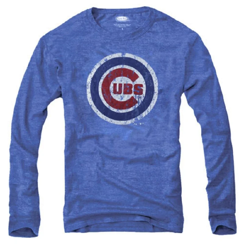 Chicago Cubs Women's Surge Crew Neck Pullover Sweatshirt - Blue Hoodie with Raglan Sleeves Sporty Comfortable