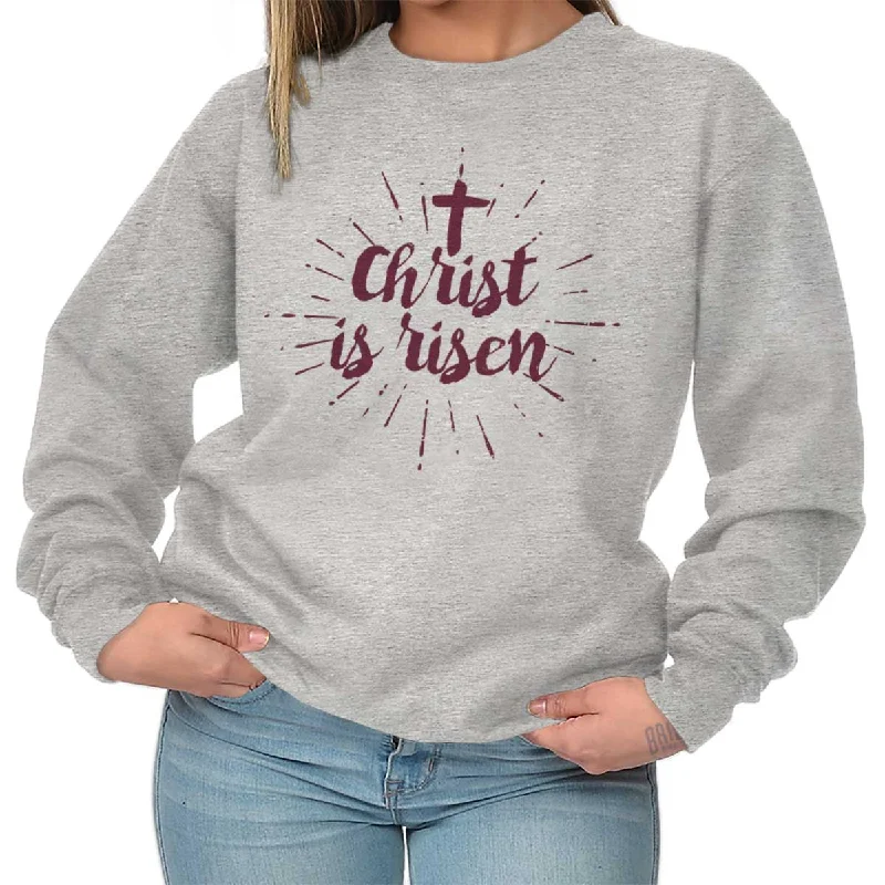 Christ Risen Crewneck Sweatshirt Hoodie with Puffed Sleeves Voluminous Trendy