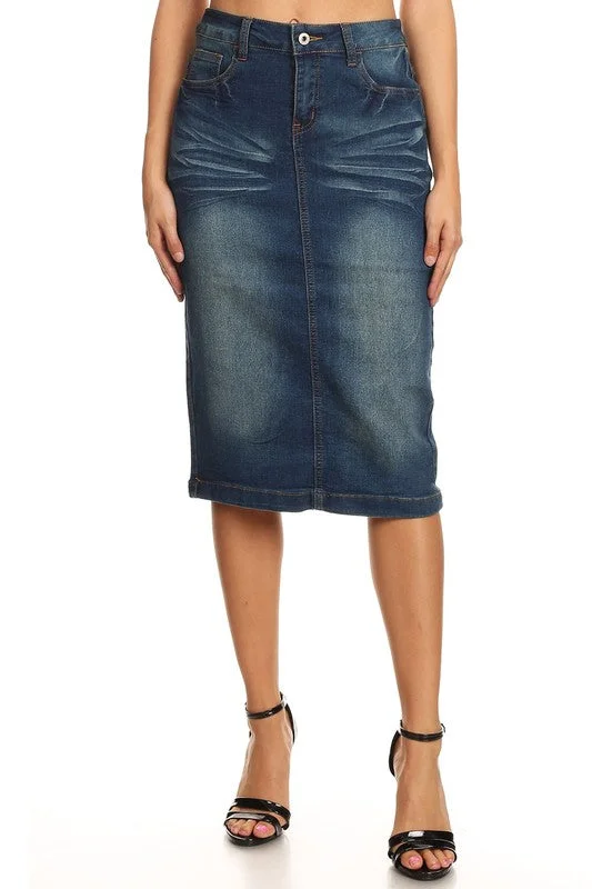 Clara Vintage Denim Skirt cotton skirt soft