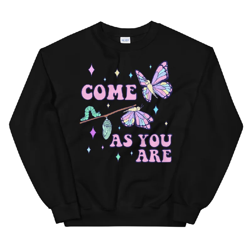 Come As You Are Graphic Sweatshirt Hoodie with Hem Patch Decorative Personalized