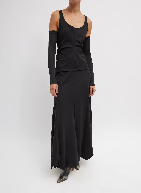 Compact Ultra Stretch Tucked Panel Maxi Skirt chiffon skirt floaty