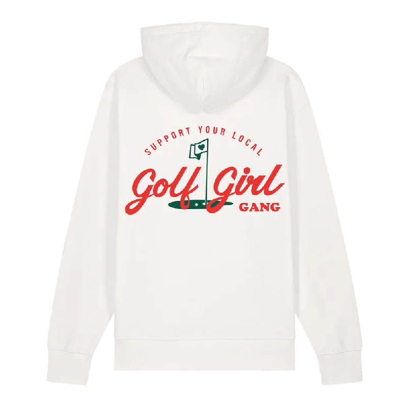 Bunker Woman Girl Gang Hoodie Off White Hoodie with Hem Contrast Bold Stylish