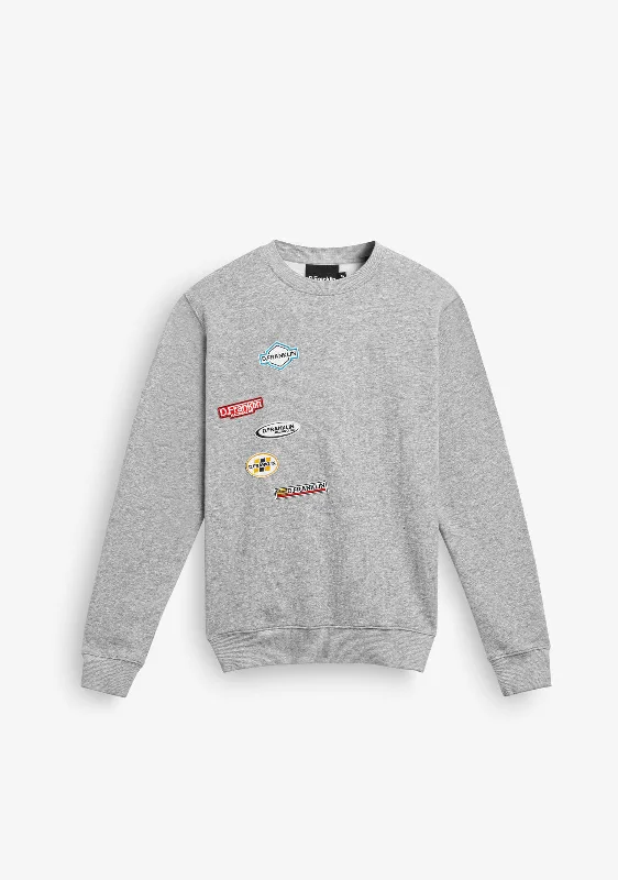 Crewneck Racing Club Sweatshirt Grey Hoodie with Frayed Bohemian Relaxed