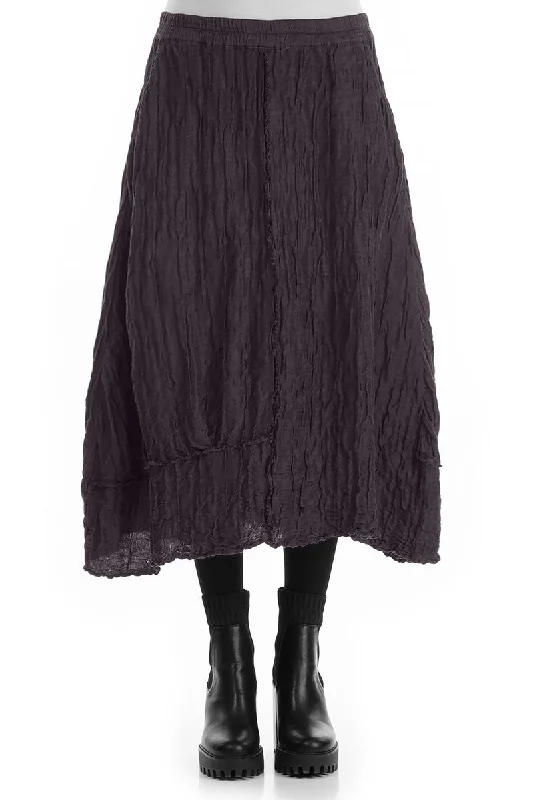 Crinkled Vintage Violet Silk Linen Skirt wool skirt sturdy