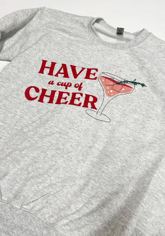 Cup of Cheer Sweatshirt Hoodie with Batwing Sleeves Loose Dramatic