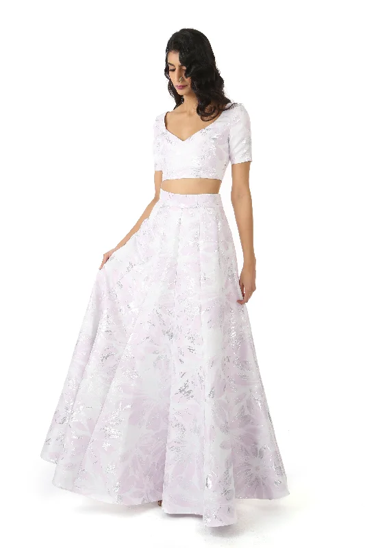 DIVYA Floral Metallic Skirt leather skirt bold