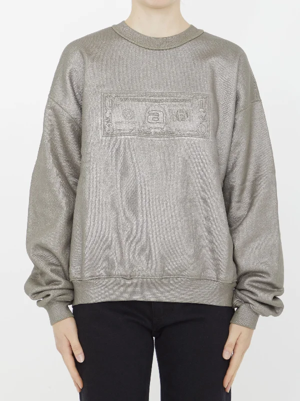 Dollar Bill Sweatshirt Hoodie with Distressed Vintage Worn