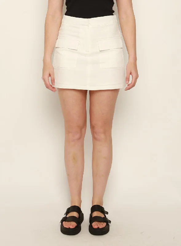 Eden Skirt-White silk skirt lustrous