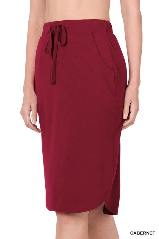 Emma Burgundy Jogger Skirt chiffon skirt airy
