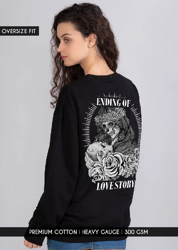 Ending Of Love Printed Oversized Sweatshirts Womens |Pronk Hoodie with Ribbed Neckline Snug Warm