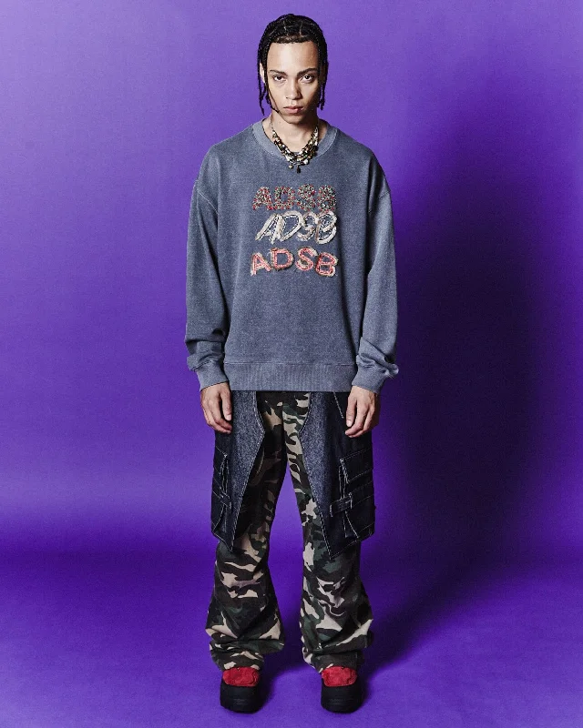 (ESSENTIAL) ADSB PATCH LOGO SWEATSHIRT atb1085u(CHARCOAL) Hoodie with Hem Elastic Stretchable Comfortable