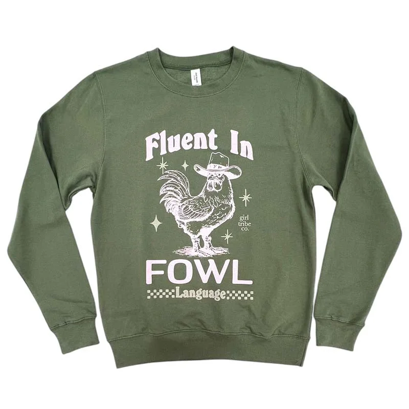 Fowl Language Crewneck Sweatshirt Hoodie with Ribbed Cuffs Snug Fit Comfort