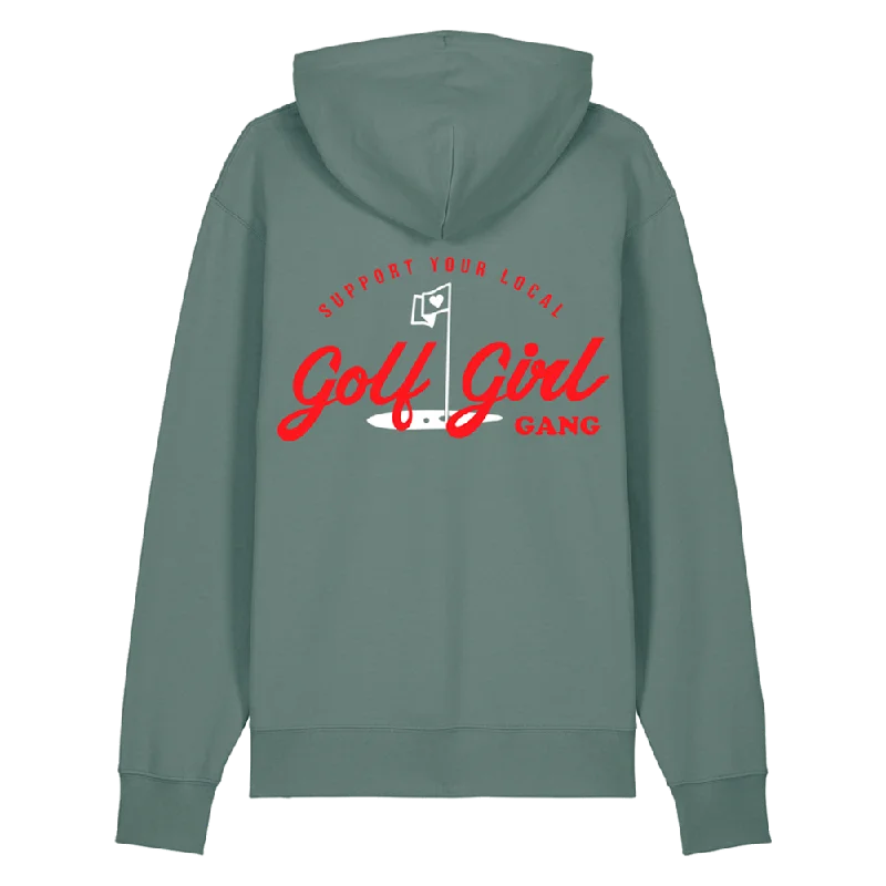 Bunker Woman Girl Gang Hoodie Sage Green Hoodie with Crew Neck Simple Timeless