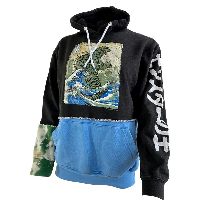 Godzilla Unisex Hooded Sweatshirt Hoodie with Raw Hem Edgy Unfinished