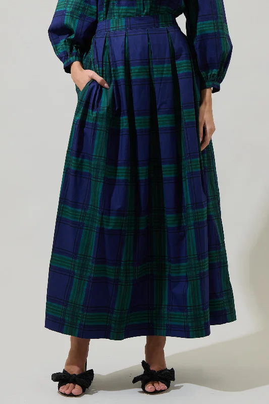 Harrisville Plaid A-Line Maxi Skirt leather skirt modern