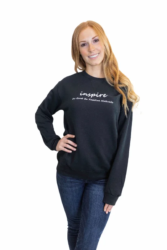 Inspire Unisex Do Good Crew Neck Sweatshirt Hoodie with Rolled Sleeves Casual Relaxed