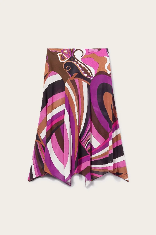 Iride-Print Skirt asymmetrical skirt cut