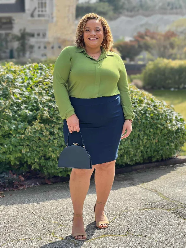 Jilly pull-on pencil skirt - FINAL SALE button skirt front