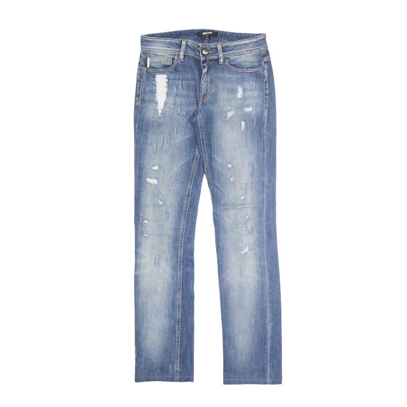 JUST CAVALI Distressed Beaded Jeans Blue Denim Slim Skinny Stone Wash Womens W26 L31 Chic Faded Blue Jeans JUST CAVALI Distressed Beaded Jeans Blue Denim Slim Skinny Stone Wash Womens W26 L31 Chic Faded Blue Jeans