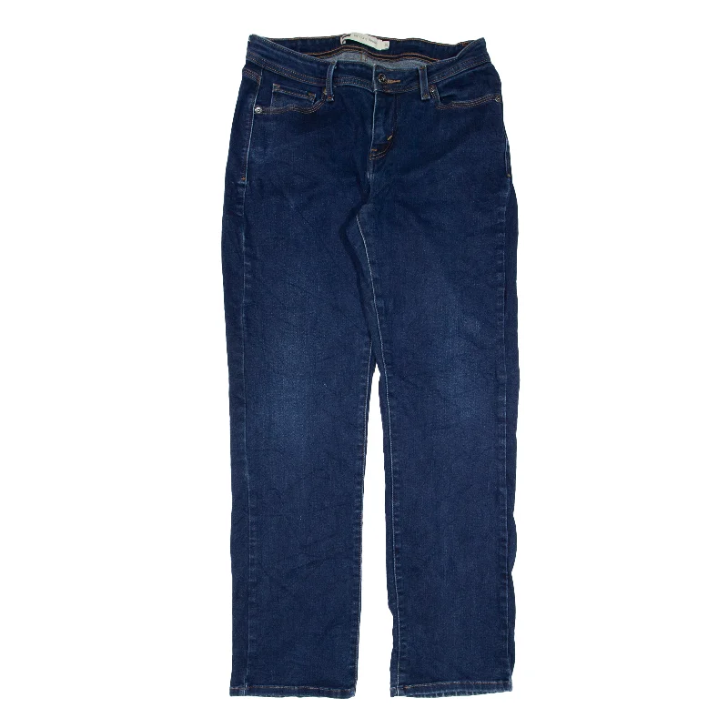 LEVI'S 529 Curvy Jeans Blue Denim Regular Straight Womens W28 L32 Fashionable Raw Hemmed Jeans LEVI'S 529 Curvy Jeans Blue Denim Regular Straight Womens W28 L32 Fashionable Raw Hemmed Jeans