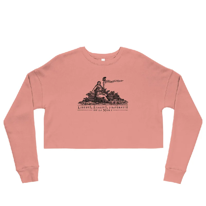 Liberte Equalite Fraternite ou la Mort Crop Sweatshirt Cotton Hoodie Fleece Lining Warmth