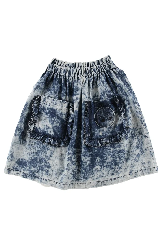 LOUD APPAREL NANI SKIRT KNEE LENGTH BLUE DYE denim skirt durable