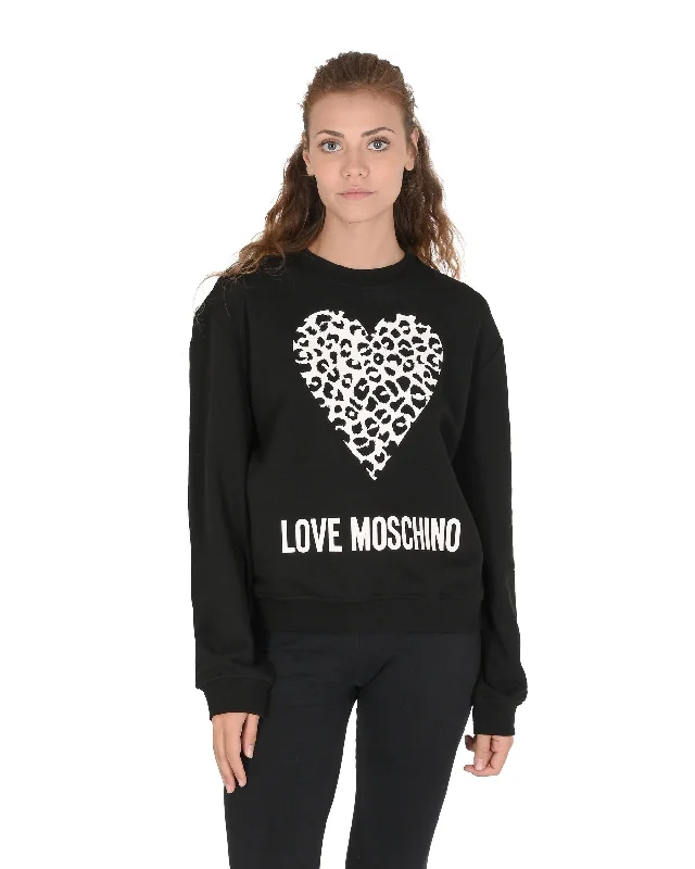 Love Moschino Womens Sweatshirt W 6 306 54 M 4055 C74 BLACK Hoodie with Neon Bright Vibrant