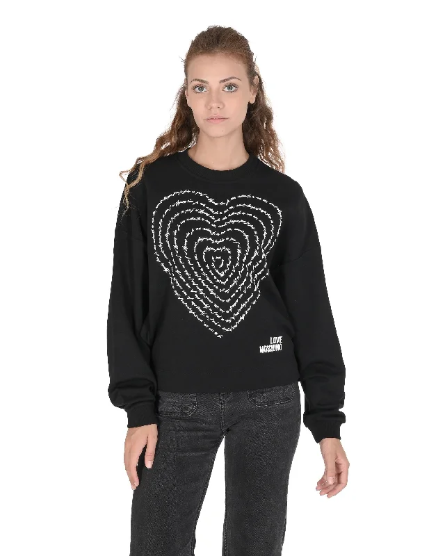 Love Moschino Womens Sweatshirt W 6 431 02 M 4055 C74 BLACK Hoodie with Cuffed Sleeves Snug Secure