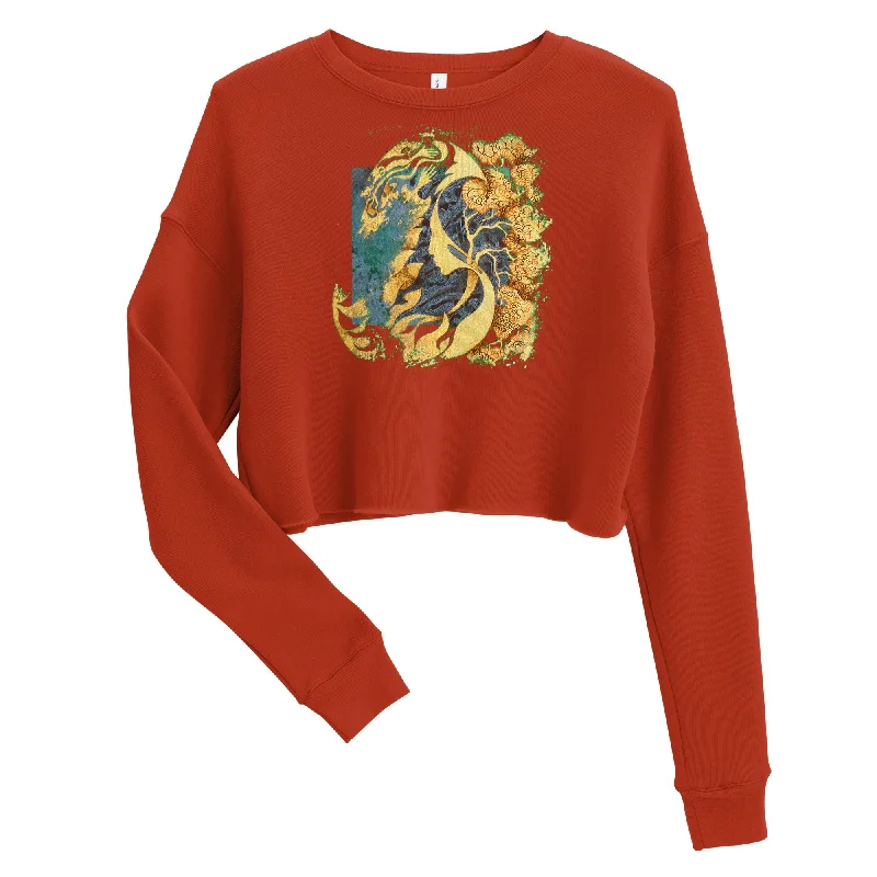 LOVER Women's Crop Sweatshirt Hoodie with Magnetic Closure Innovative Modern