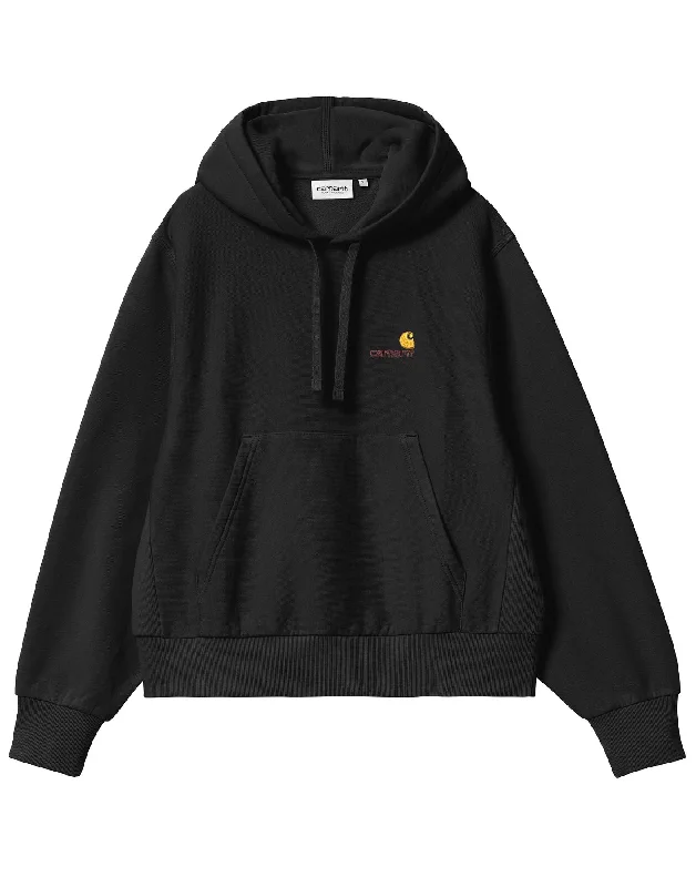 Hoodie woman I033650 89XX W HD AMERICAN SCRIPT BLACK CARHARTT WIP Hoodie with Tie-Dye Psychedelic Retro