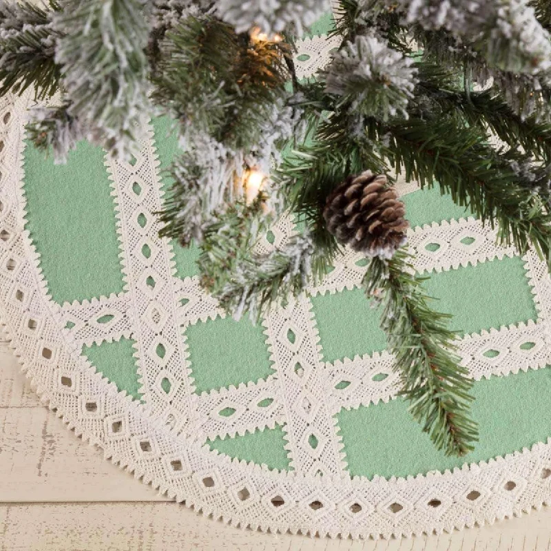 Margot Mint Mini Christmas Tree Skirt 21 VHC Brands silk skirt lustrous