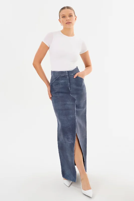 MARIETTE | Leather Maxi Skirt silk skirt elegant