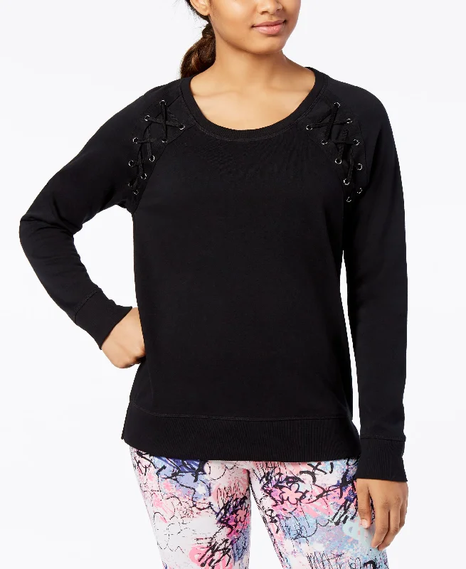 Material Girl Active Juniors Lace Up Sweatshirt Hoodie with High-Low Hem Asymmetrical Trendy
