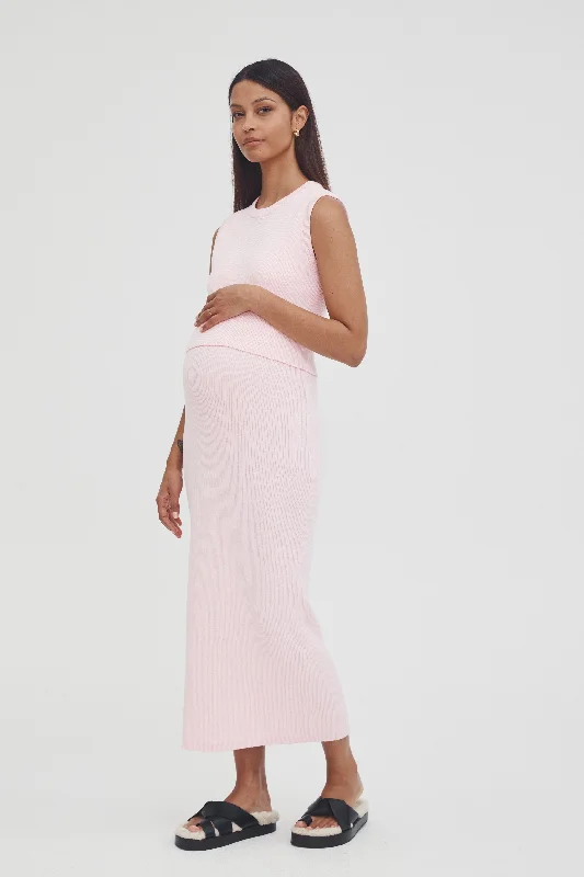 Catalina Knit Skirt (Rose) leather skirt sleek