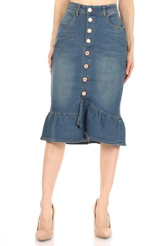 Miranda Vintage Denim Skirt velvet skirt plush
