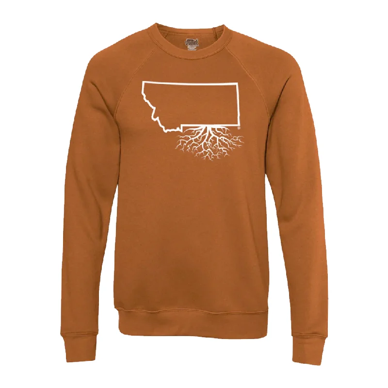 MT Roots Crewneck Pullover Sweatshirt (Unisex) Hoodie with Hem Raw Edge Edgy Unfinished