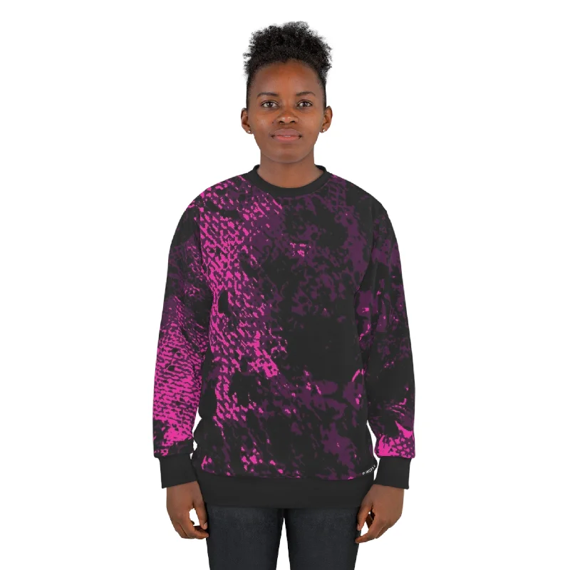 "Mystic Cube" (Cosmic Fusion - Dark Violet/Magenta) - Unisex Sweatshirt Hoodie with Drawcord Adjustable Secure