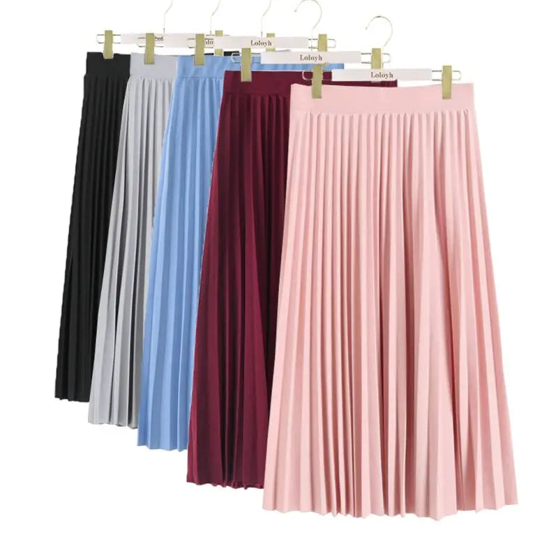 New Fashion Women's High Waist Pleated Solid Color Half Length Elastic Skirt Promotions Lady Black Pink cashmere skirt soft