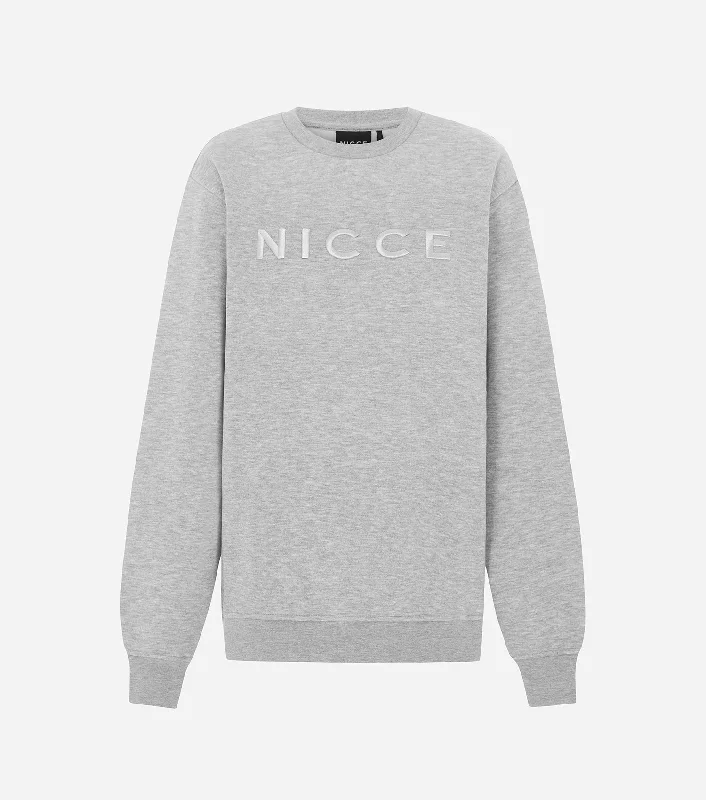 NICCE Womens Ersa Large Logo Sweatshirt | Light Grey Marl Hoodie with Oversized Fit Loose Comfortable