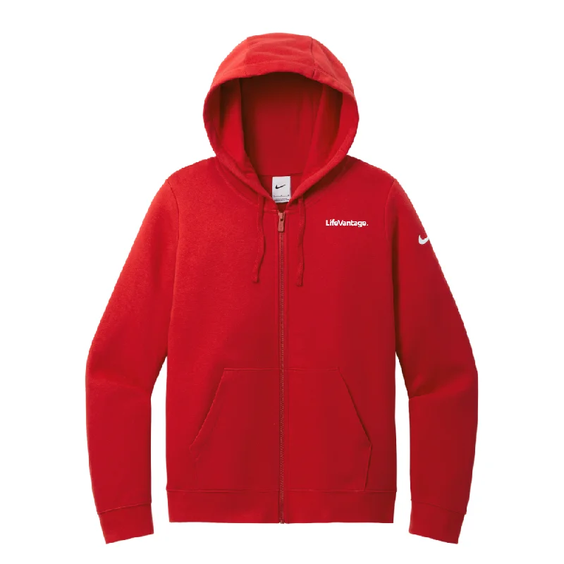 NIKE Ladies Club Fleece Sleeve Swoosh Full-Zip Hoodie Hoodie with Side Slits Relaxed Casual
