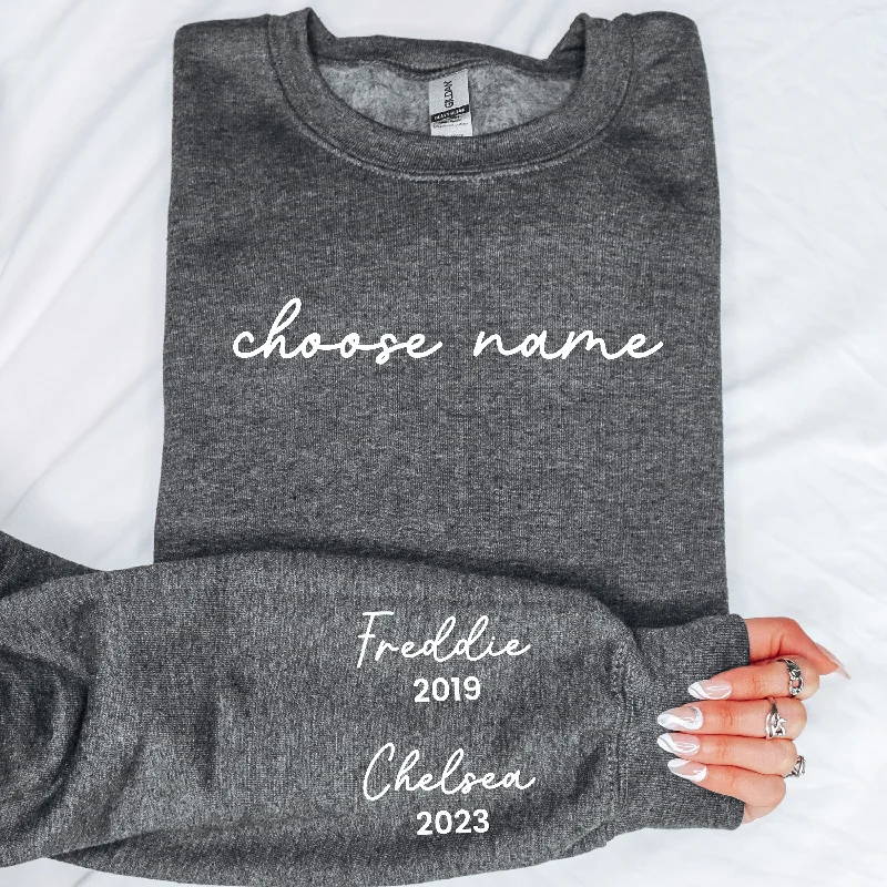 On My Sleeve Choose Your Name Personalised Sweatshirt Hoodie with Ribbed Cuffs Snug Fit Comfort