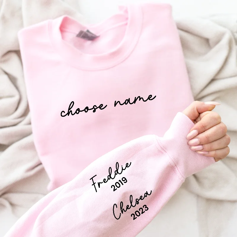 On My Sleeve Choose Your Name Personalised Sweatshirt Hoodie with V-Neck Classic Versatile