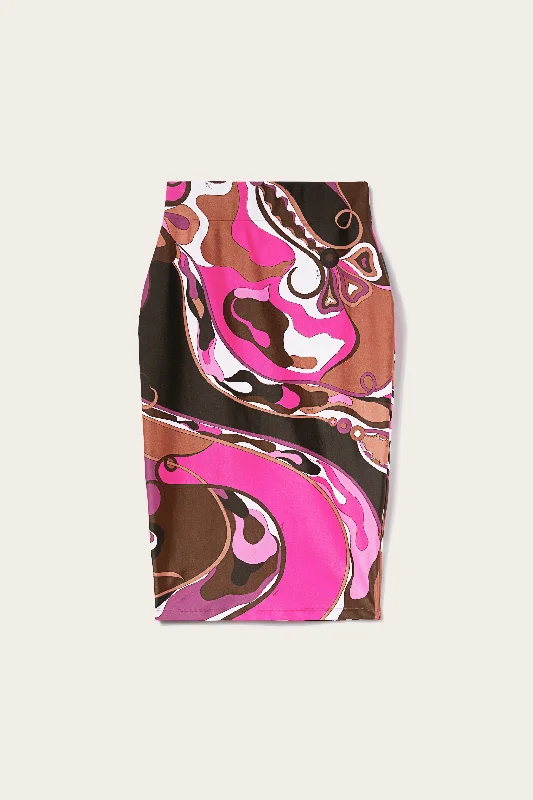 Orchidee-Print Pencil Skirt silk skirt elegant