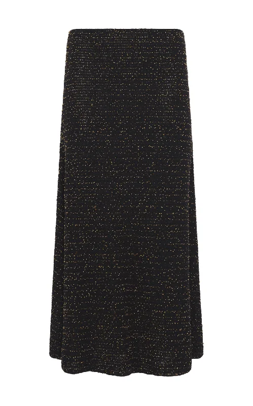 Pan Knit Maxi Skirt in Black & Gold Beaded Cashmere zip skirt side