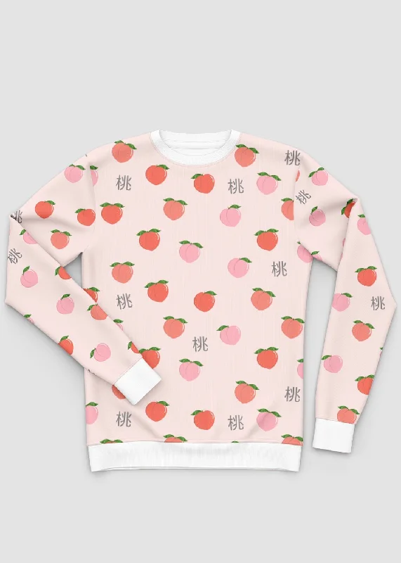 Peachy Delight Crew Neck Women's Sweatshirt Hoodie with Cuffed Sleeves Snug Secure