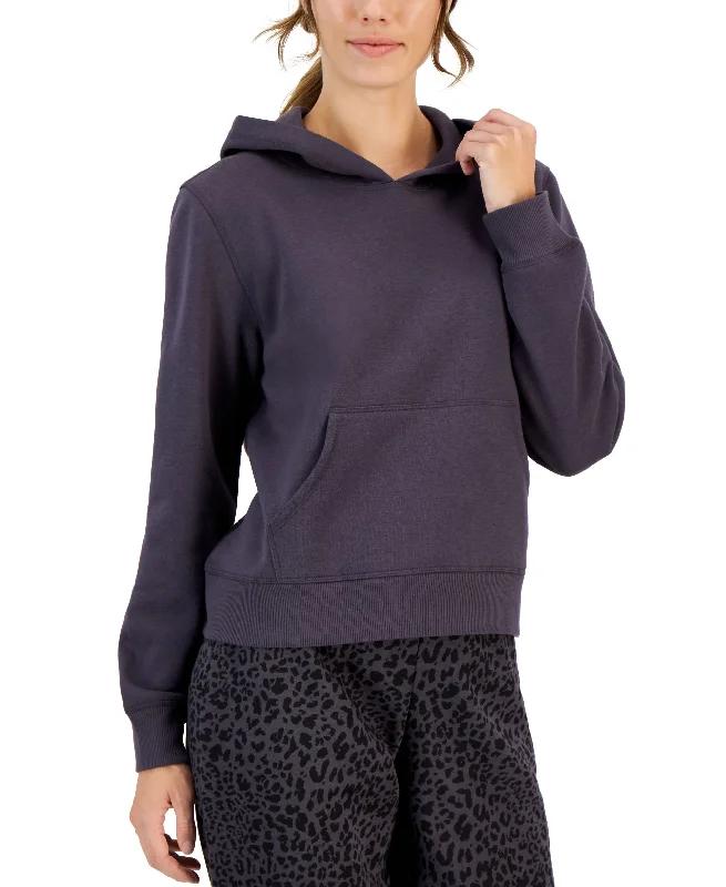 Petite Solid Fleece Hoodie Hoodie with Frayed Bohemian Relaxed